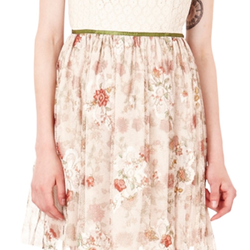 Mystic Tie Backnit Lace Skirt Dress Cottagecore Fairy Sz M Zipper on Side. - Picture 6 of 13